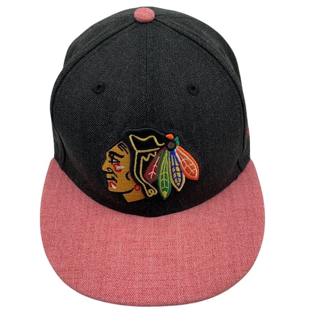 New Era Chicago Blackhawks Snapback Hat Pink Black NHL Adjustable Cap